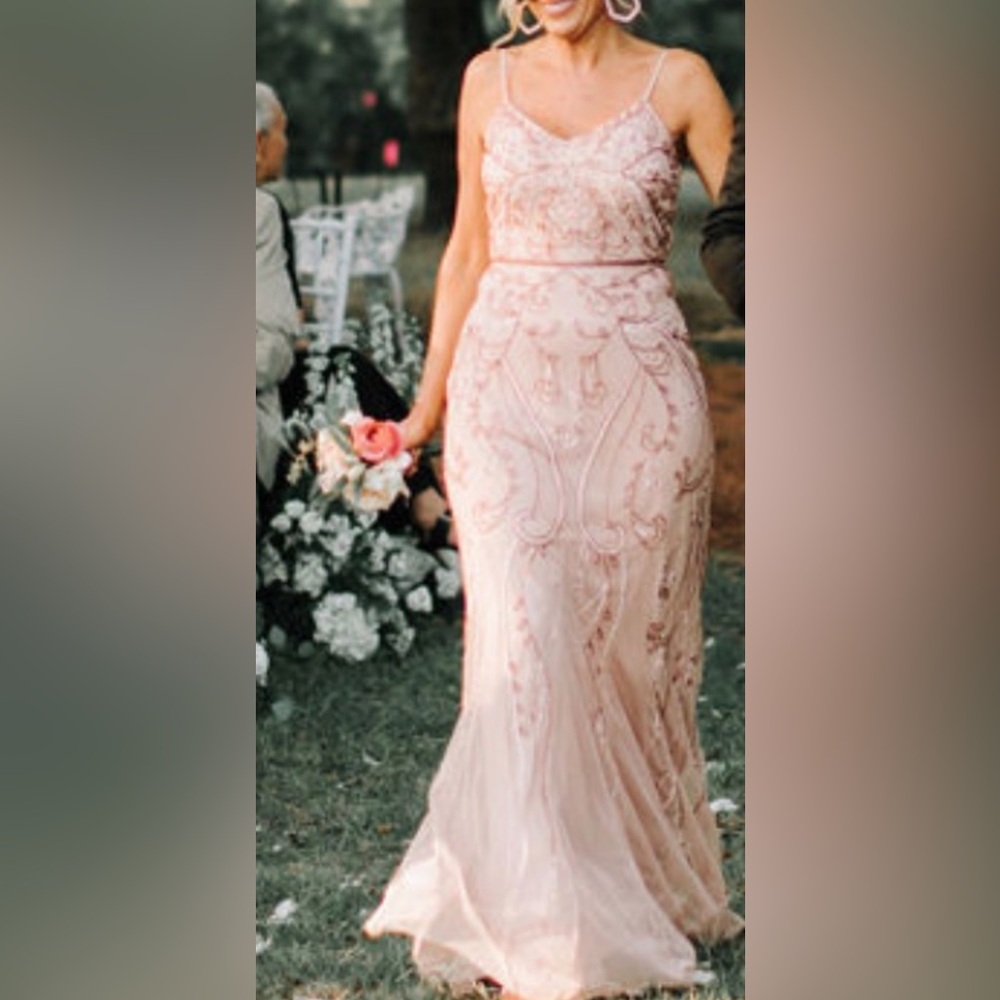 Adrianna Papell Pink Spaghetti Strap Sleeveless Wedding Gown